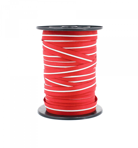 Endlosreißverschluss metallisiert schmal rot/silber (1m)